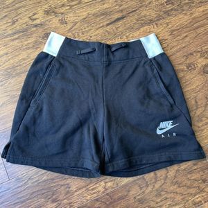 Nike Air Girl's French Terry Fleece Shorts Black/White Size L Drawstring